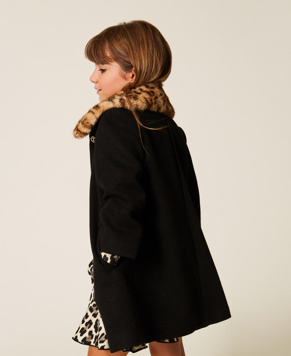 Manteau pour file en drap avec col animalier Noir Fille 252GB2051_00006_01