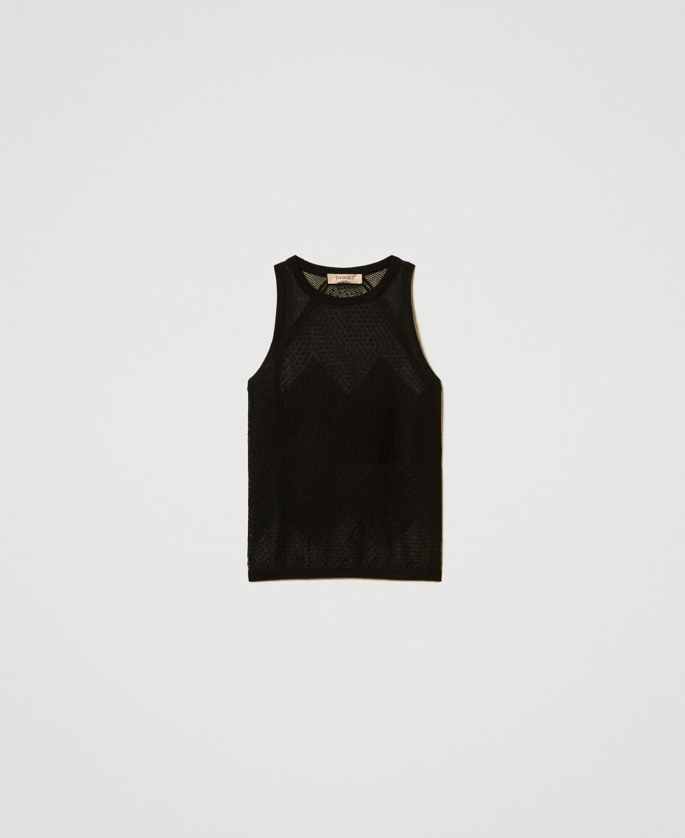 Jacquard knit top Woman, Black | TWINSET Milano