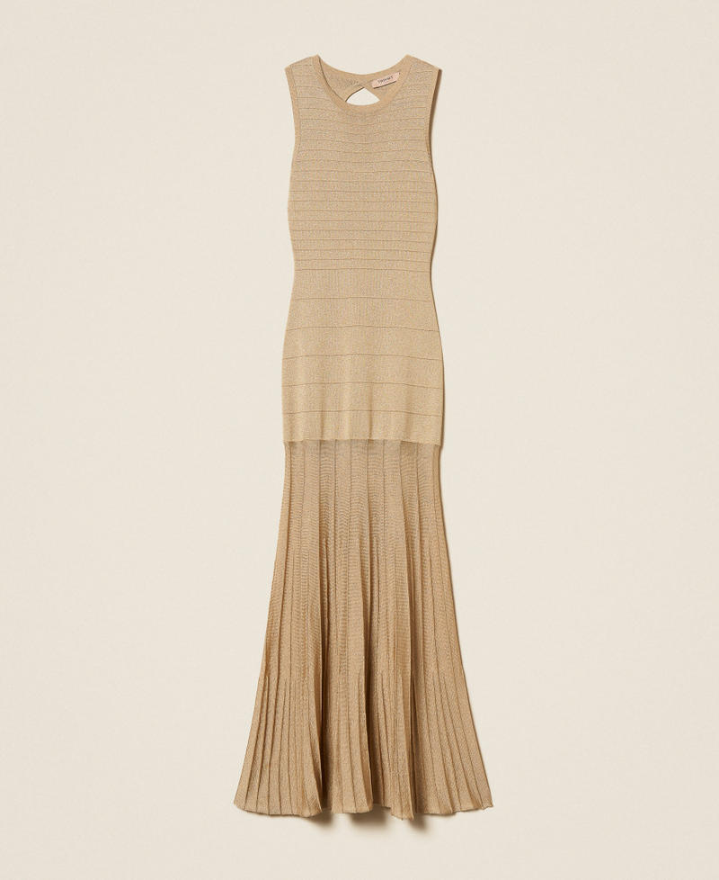 Maxi-Strickkleid mit Lurex Delicated Sand Lurex Frau 261TP3123_13372_S0