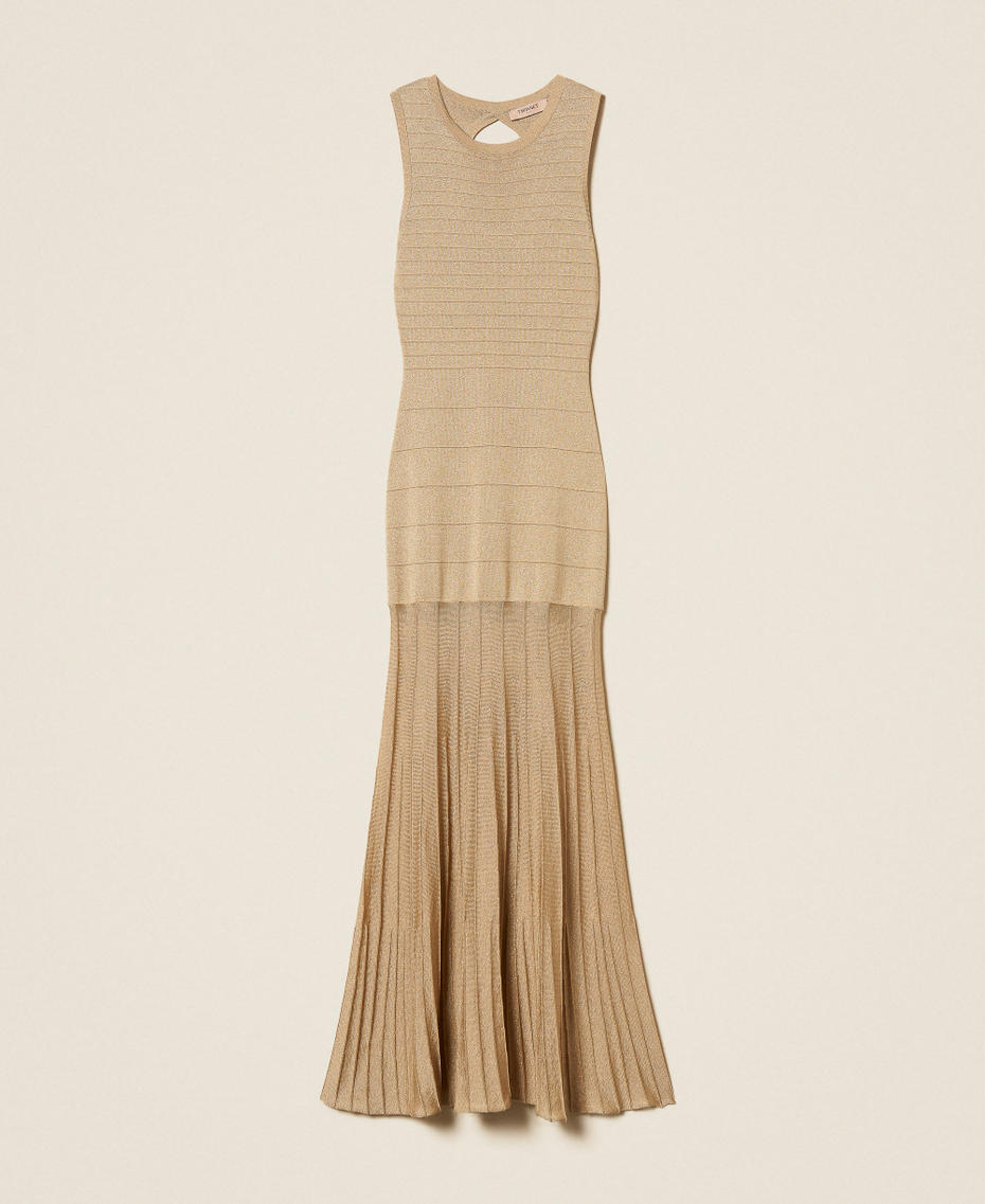 Maxi-Strickkleid mit Lurex Delicated Sand Lurex Frau 261TP3123_13372_S0