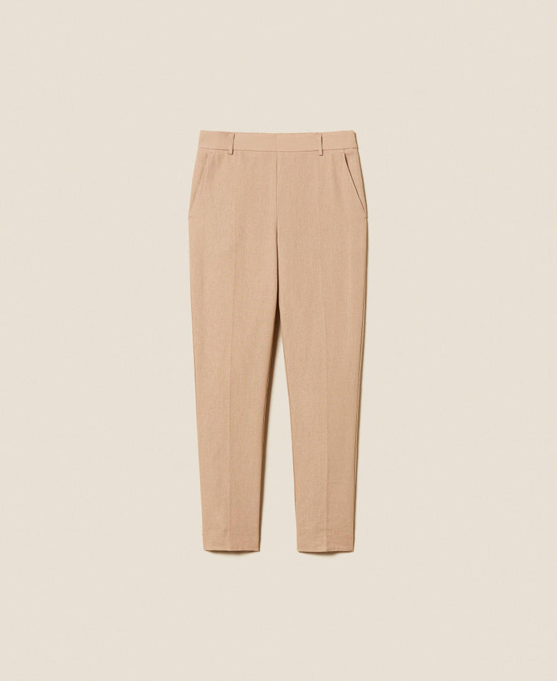 Linen blend trousers Natural Beige Woman 261TF2023_12559_S0
