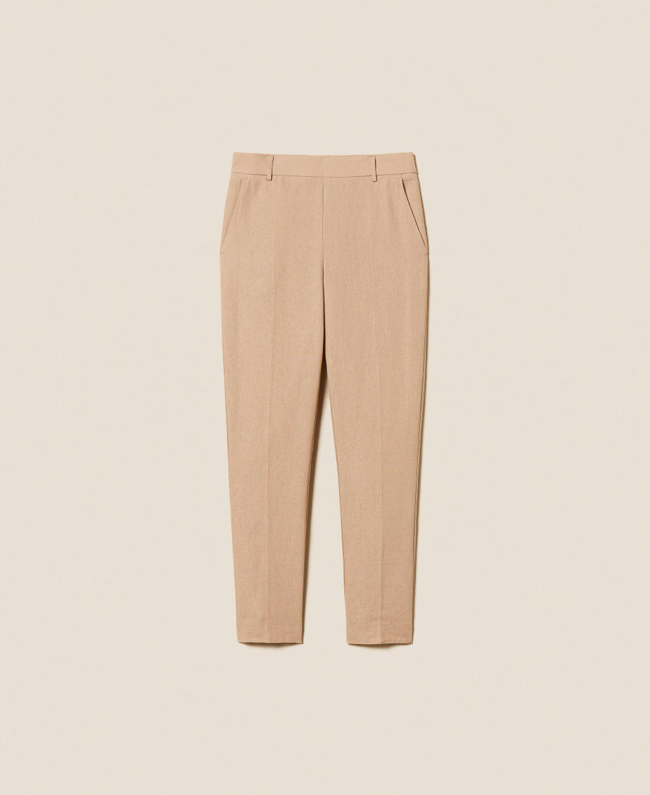 Linen blend trousers Natural Beige Woman 261TF2023_12559_S0