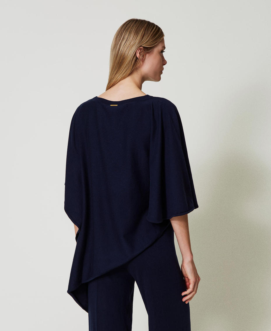 Poncho asimmetrico in maglia Blu Blackout Donna 242LL3BAA_00481_03
