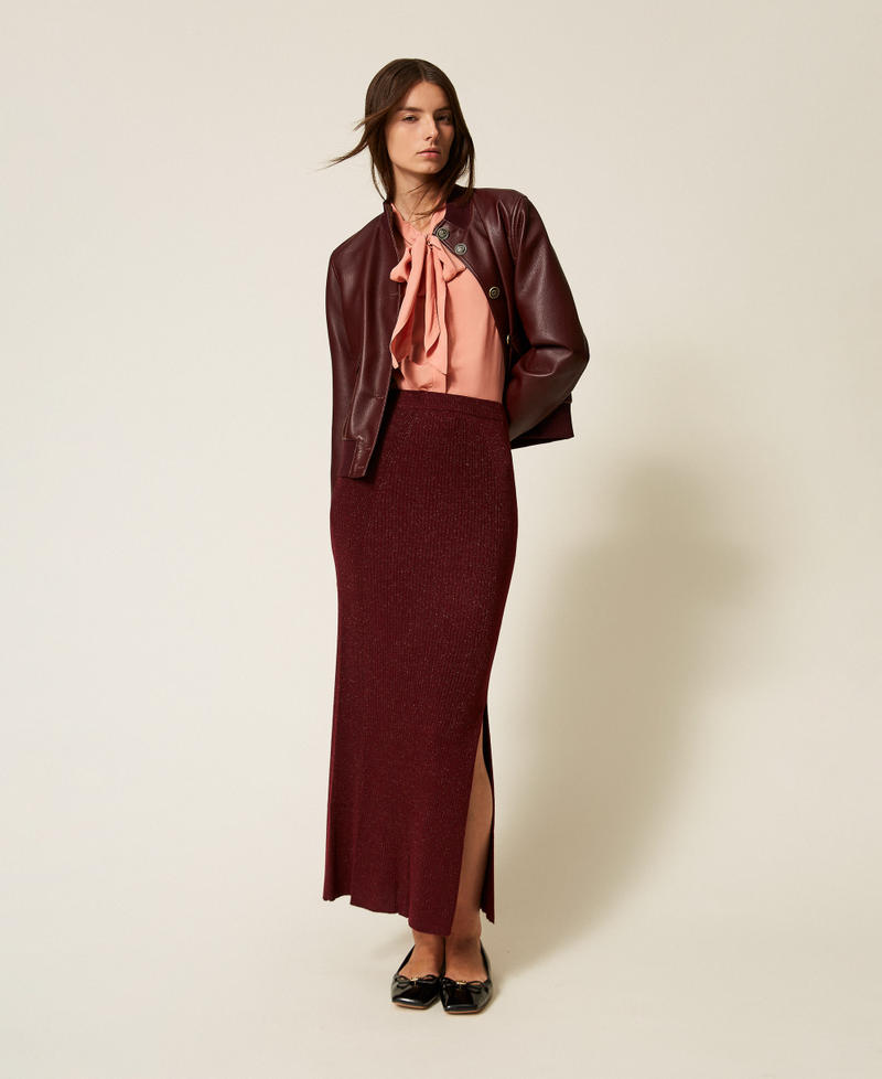 Knit midi skirt with lurex Red Wine Lurex Woman 252LL3LDD_12956_01