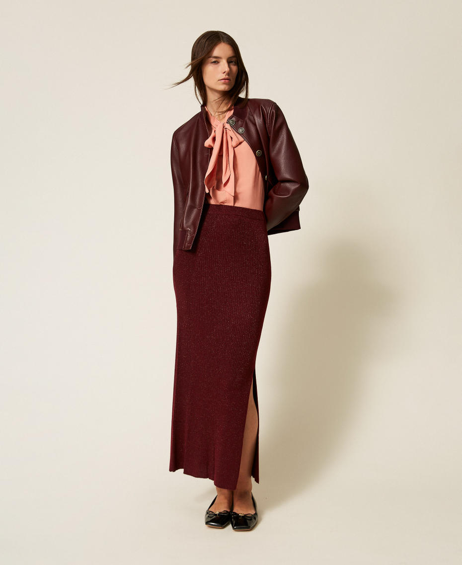 Knit midi skirt with lurex Red Wine Lurex Woman 252LL3LDD_12956_01