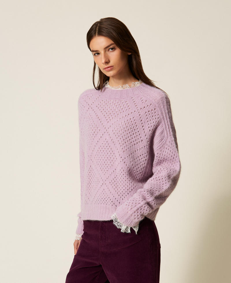 Jersey de rombos de mezcla de alpaca Rosa «Pink Lavender» Mujer 252TT3135_03727_02