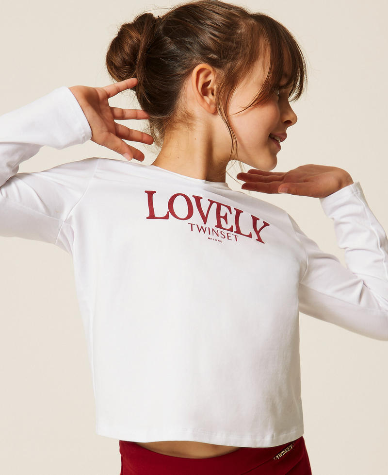 T-Shirt in Regular-Fit mit Flockdruck Off White / Lovely Red Ruby M&auml;dchen 262GJ2263_13865_PD