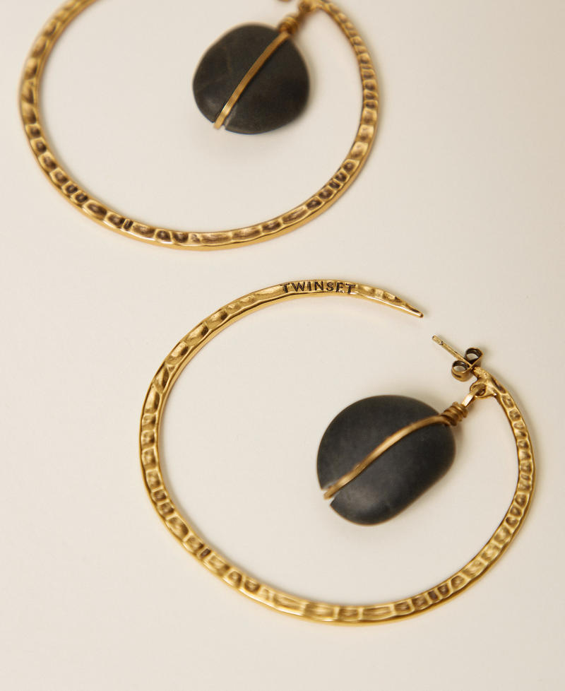 Hoop earrings with logo Old Gold Woman 252TS5DFF_12616_02