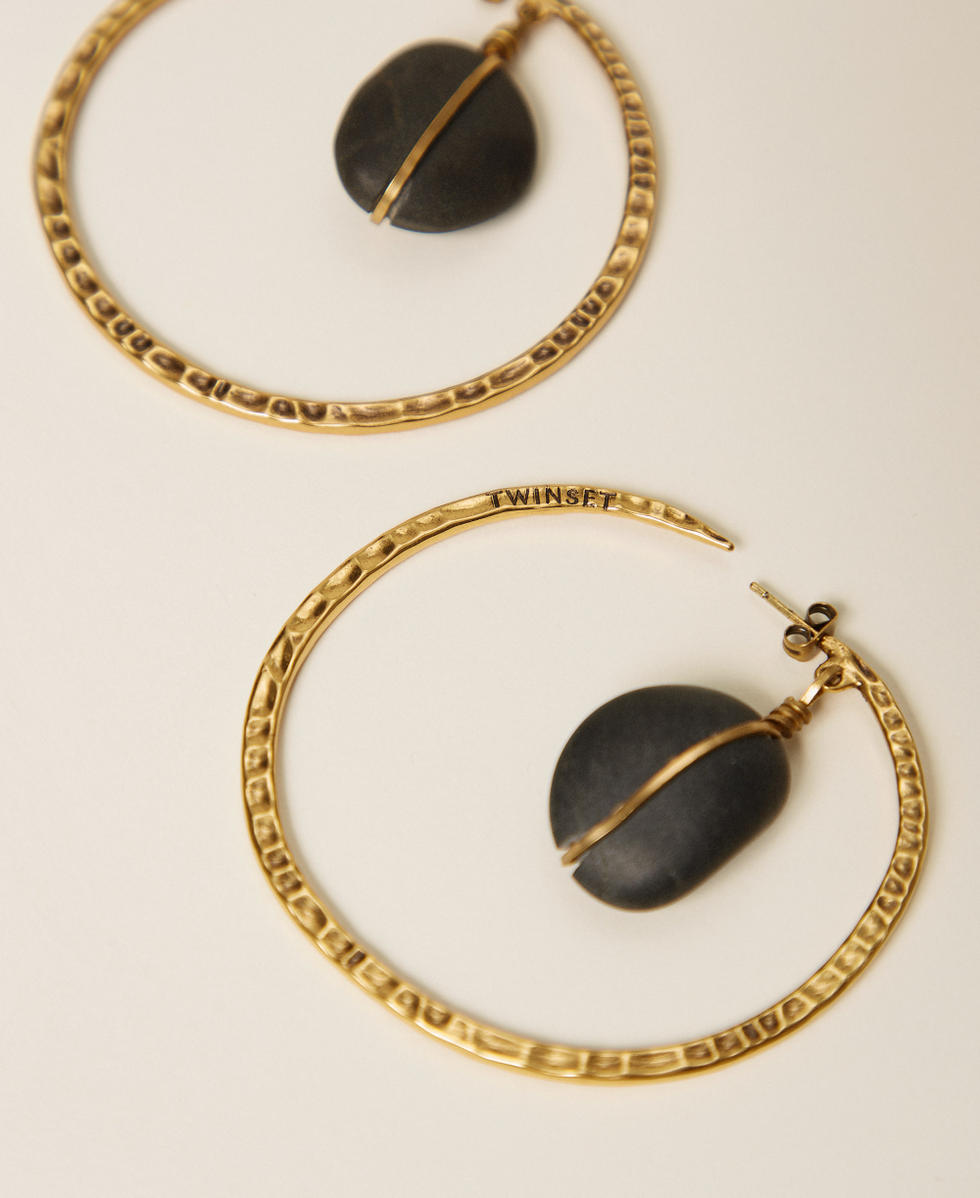 Orecchini ad anello con logo Old Gold Donna 252TS5DFF_12616_02