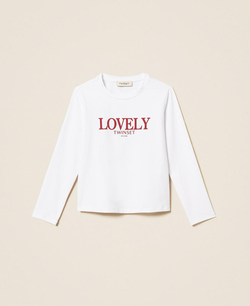 T-Shirt in Regular-Fit mit Flockdruck Off White / Lovely Red Ruby M&auml;dchen 262GJ2263_13865_S0