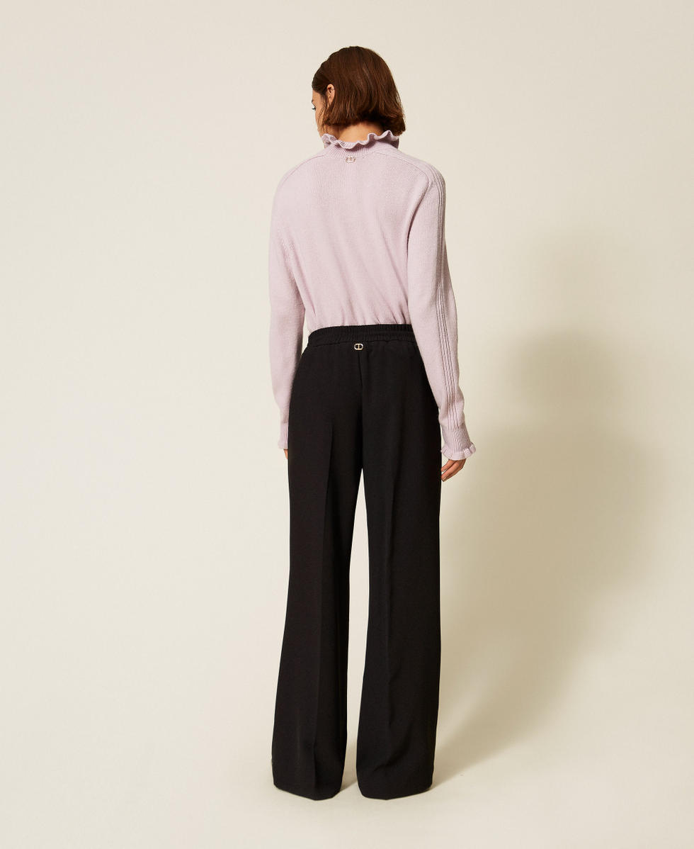 Pantalon ample en cr&ecirc;pe avec cordon de serrage Noir Femme 252TP2611_00006_03
