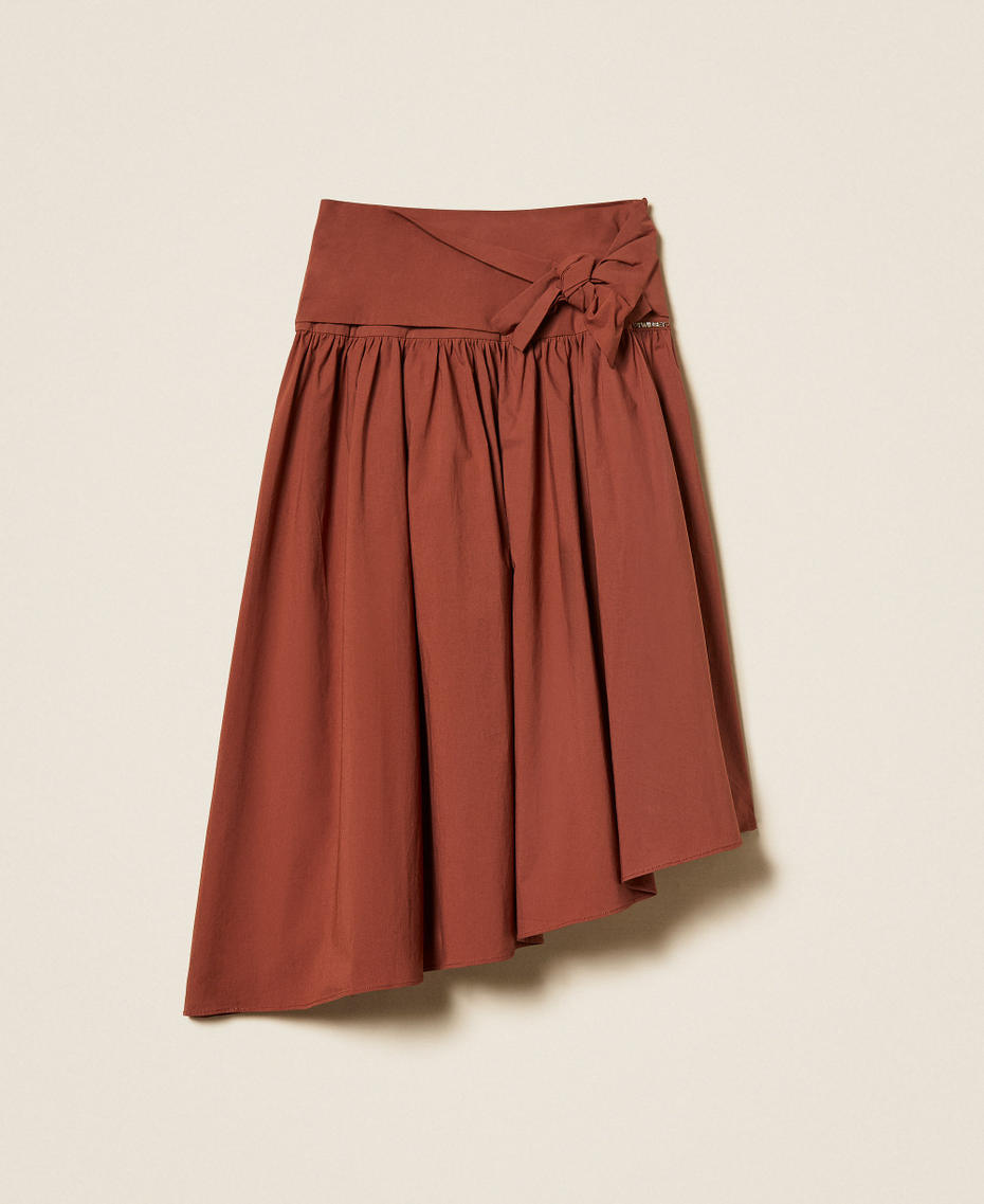 Asymmetric long poplin skirt Dark Root Brown Girl 261GJ2017_13120_S0