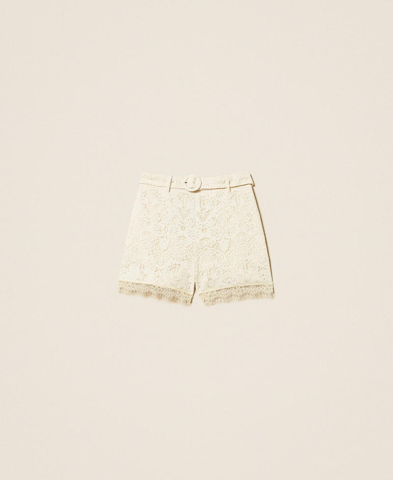 Shorts aus Spitze mit G&uuml;rtel Perlmutt Frau 261TT2312_00059_S0