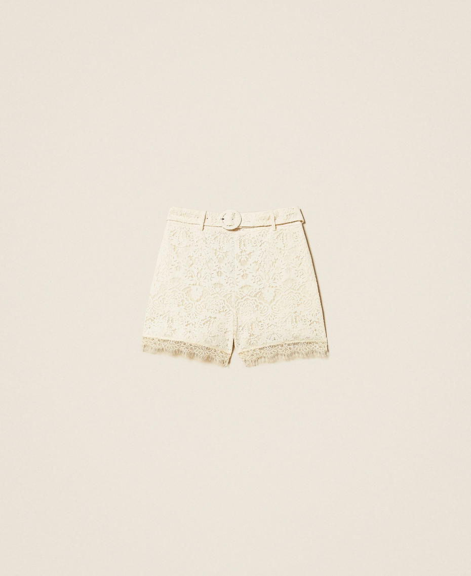 Shorts aus Spitze mit G&uuml;rtel Perlmutt Frau 261TT2312_00059_S0