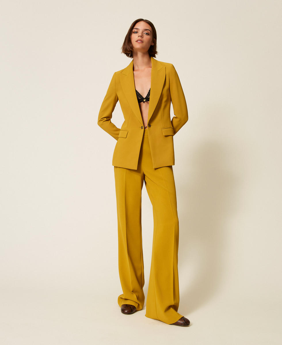 Giacca blazer in cr&ecirc;pe con Oval T Giallo "Mostarda" Donna 252TP2590_12607_01