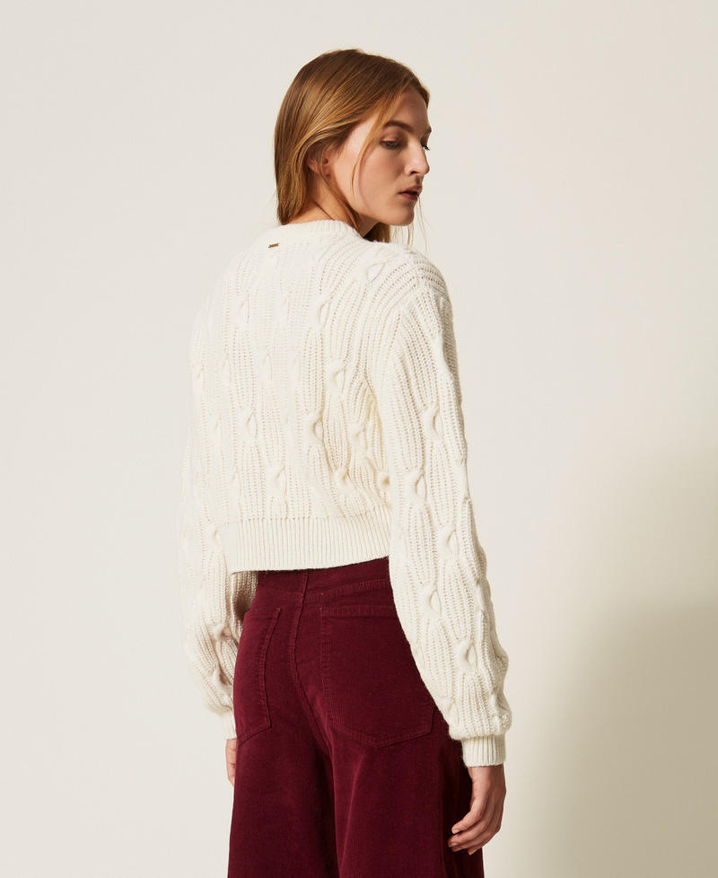 Cropped-Cardigan aus Wollmischung Wei&szlig; Schnee Frau 262TT3011_00282_03
