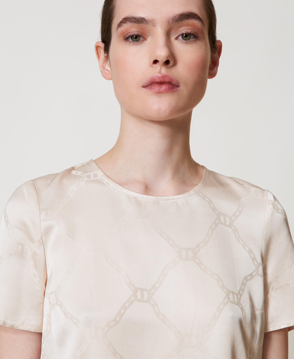 Blusa con Oval T jacquard Bianco "Old White" Donna 251TP2012_11748_08