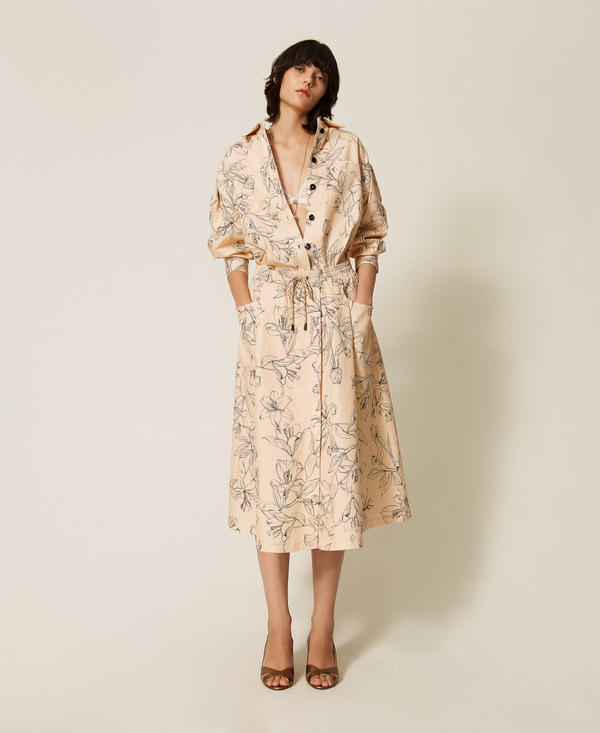 Midi bull skirt with floral print