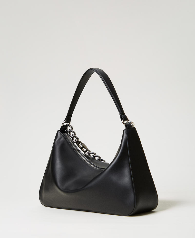'Liliane' medium leather bag Black/Nickel Woman 999TB7010_12694_02
