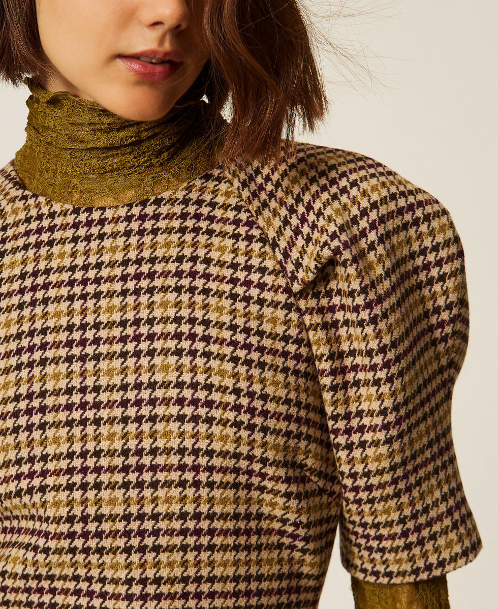 Abito corto jacquard pied-de-poule Pied De Poule Multicolor Donna 262LI2BDD_13755_04