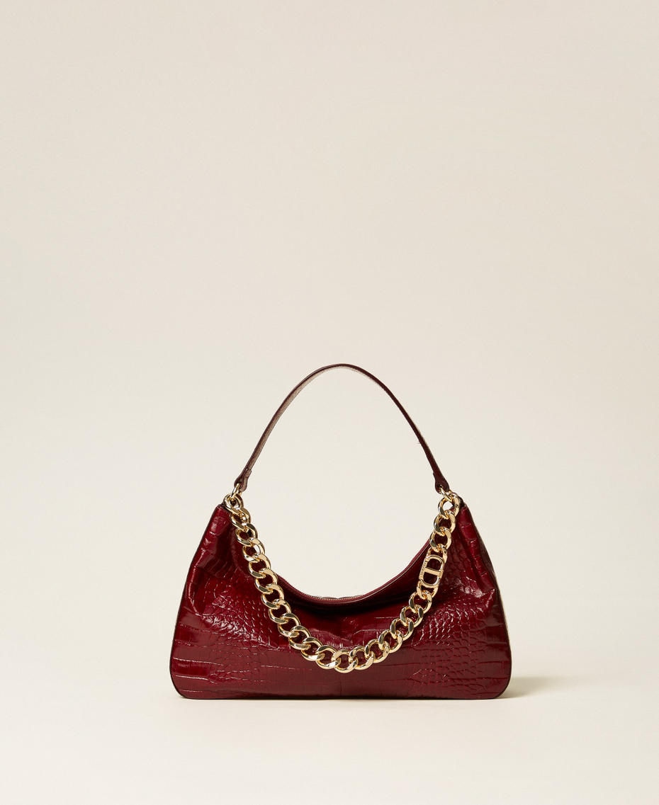 Borsa 'Liliane' in pelle a stampa coccodrillo Red Berry Donna 252TD8252_12882_01