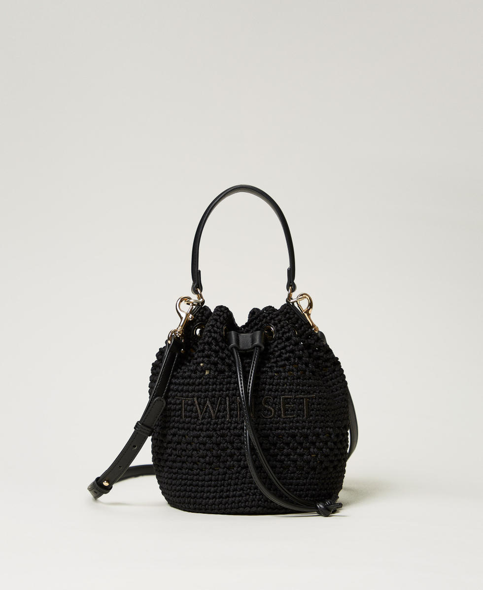 Sac seau en coton crochet Noir Femme 251TD8111_00006_01