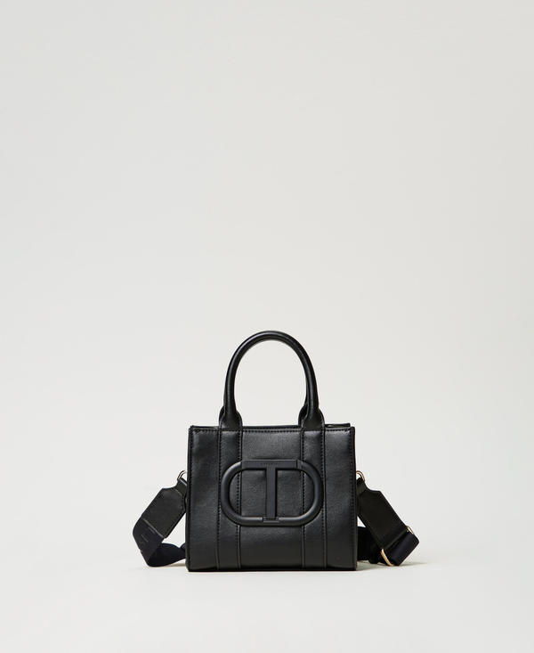 Borsa a tracolla effetto pelle con Oval T