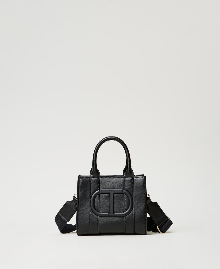 Bolso bandolera de efecto piel con Oval T Negro Niña 251GJ8013_00006_01