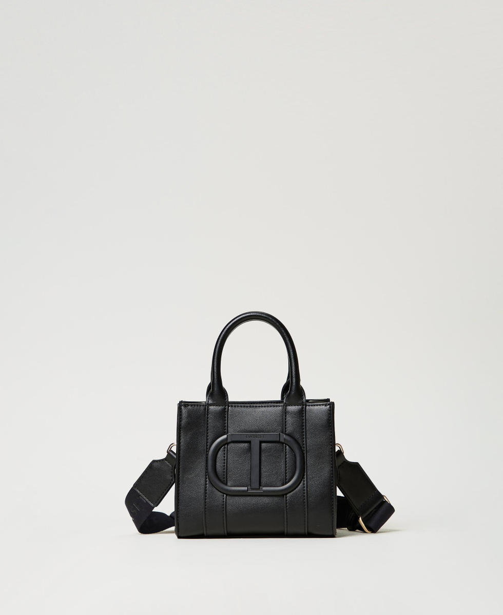 Faux leather shoulder bag with Oval T Black Girl 251GJ8013_00006_01