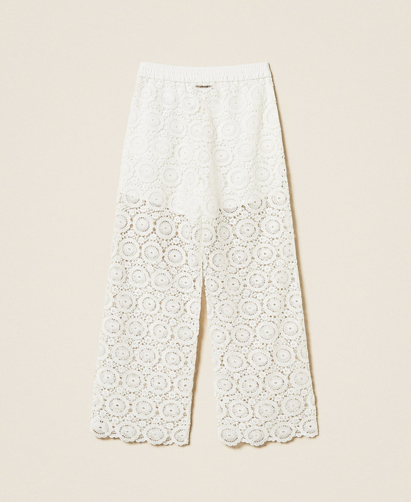 Pantaloni in pizzo macram&egrave; Off White Bambina 261GJ2Q21_00526_S1
