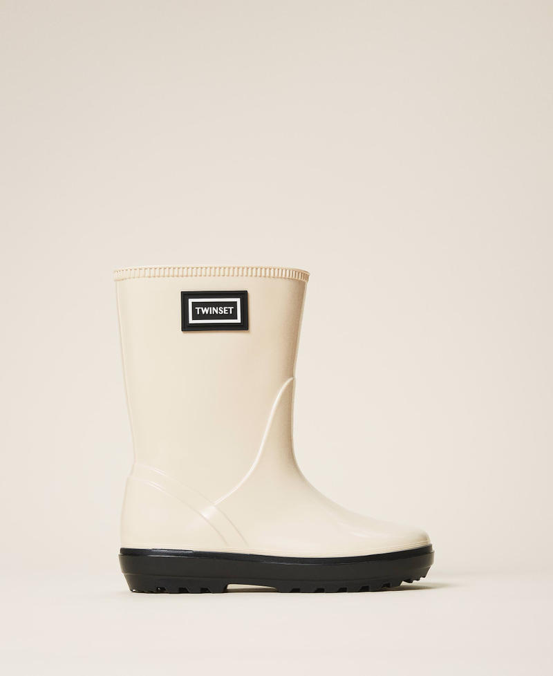 Rain boots with logo Creamy White Girl 202GCJ100-02