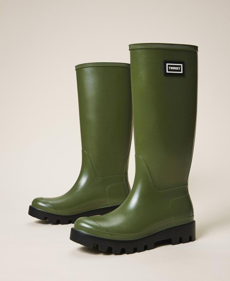 Stivali da pioggia con logo Verde "Olive Green" Donna 202TCP210-01