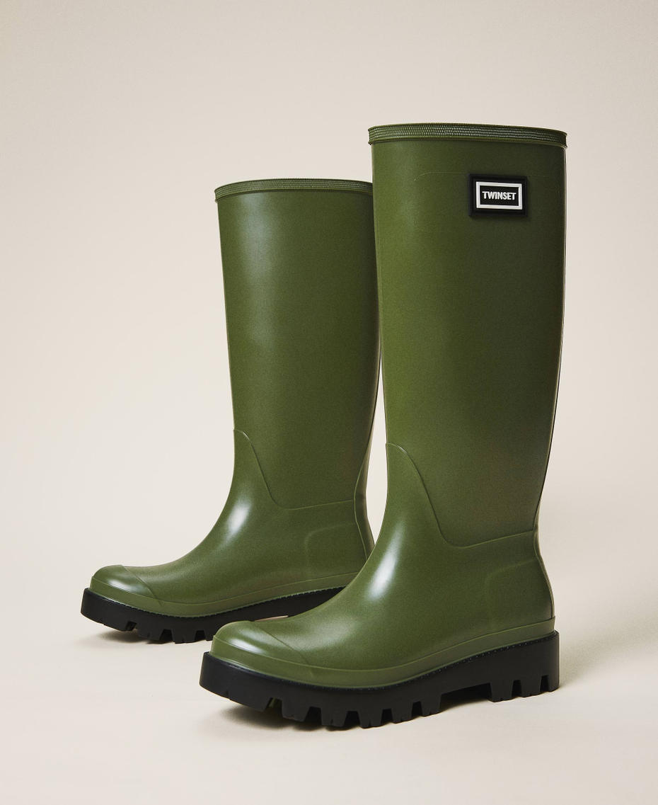 Botas de agua con logotipo Verde "Olive Green" Mujer 202TCP210-01