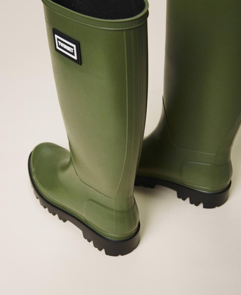 Botas de agua con logotipo Verde "Olive Green" Mujer 202TCP210-02