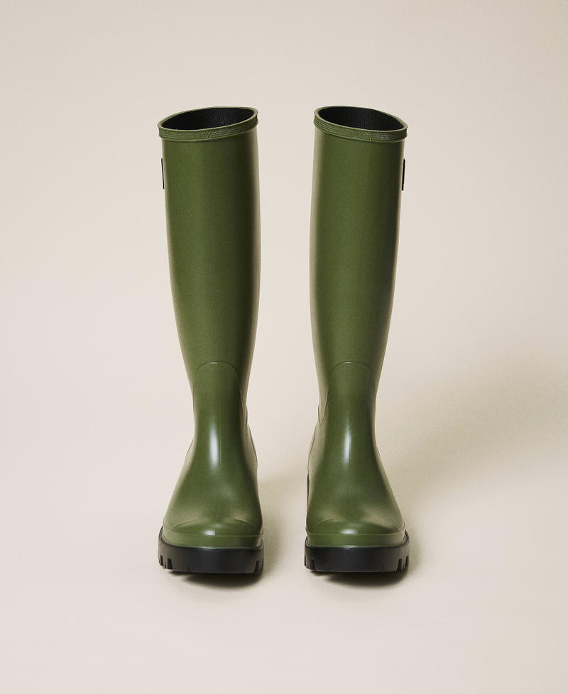 Regenstiefel mit Logo "Olive Green" Grün Frau 202TCP210-05