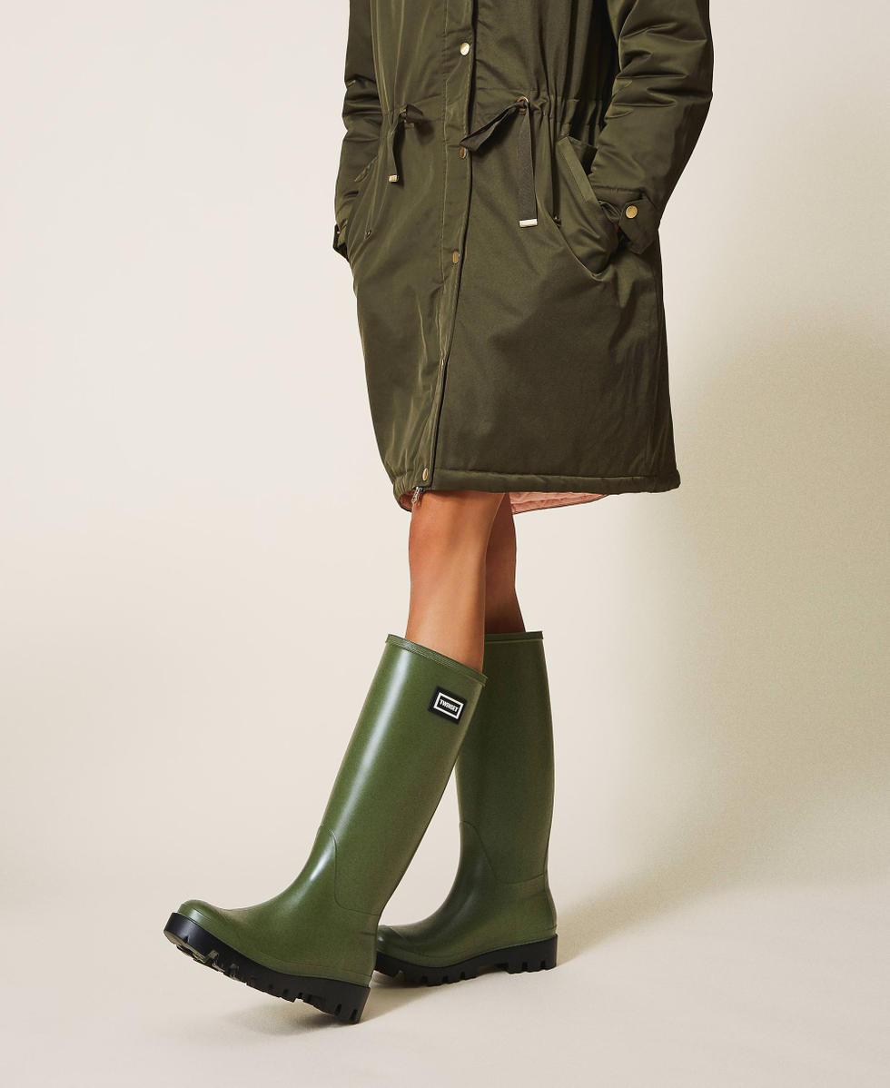 Stivali da pioggia con logo Donna, Verde