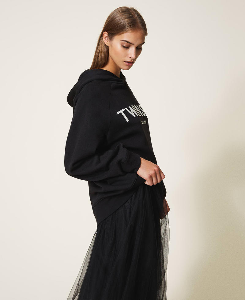 Hoodie with logo embroidery Black Woman 202TT2480-02