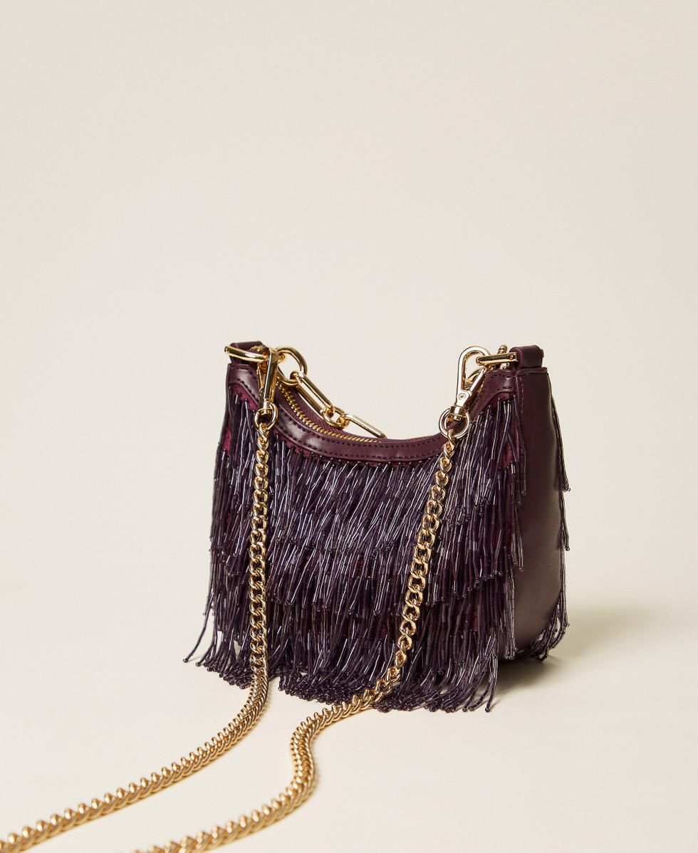 Croissant bag with bead fringes Purple Eden Woman 252TD8240_12635_03