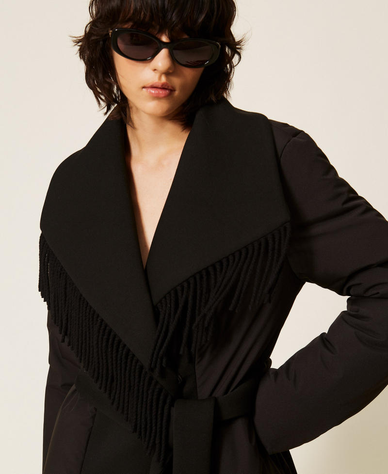 Giacca imbottita con frange Nero Donna 262LI2CAA_00006_04