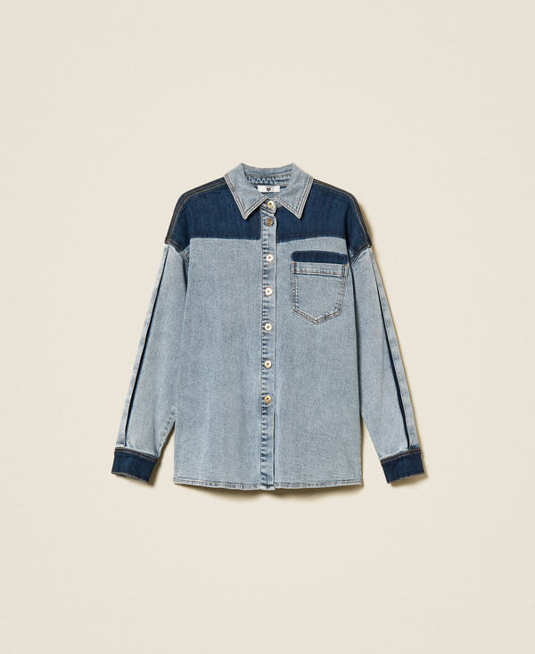 Chemise en jean bicolore