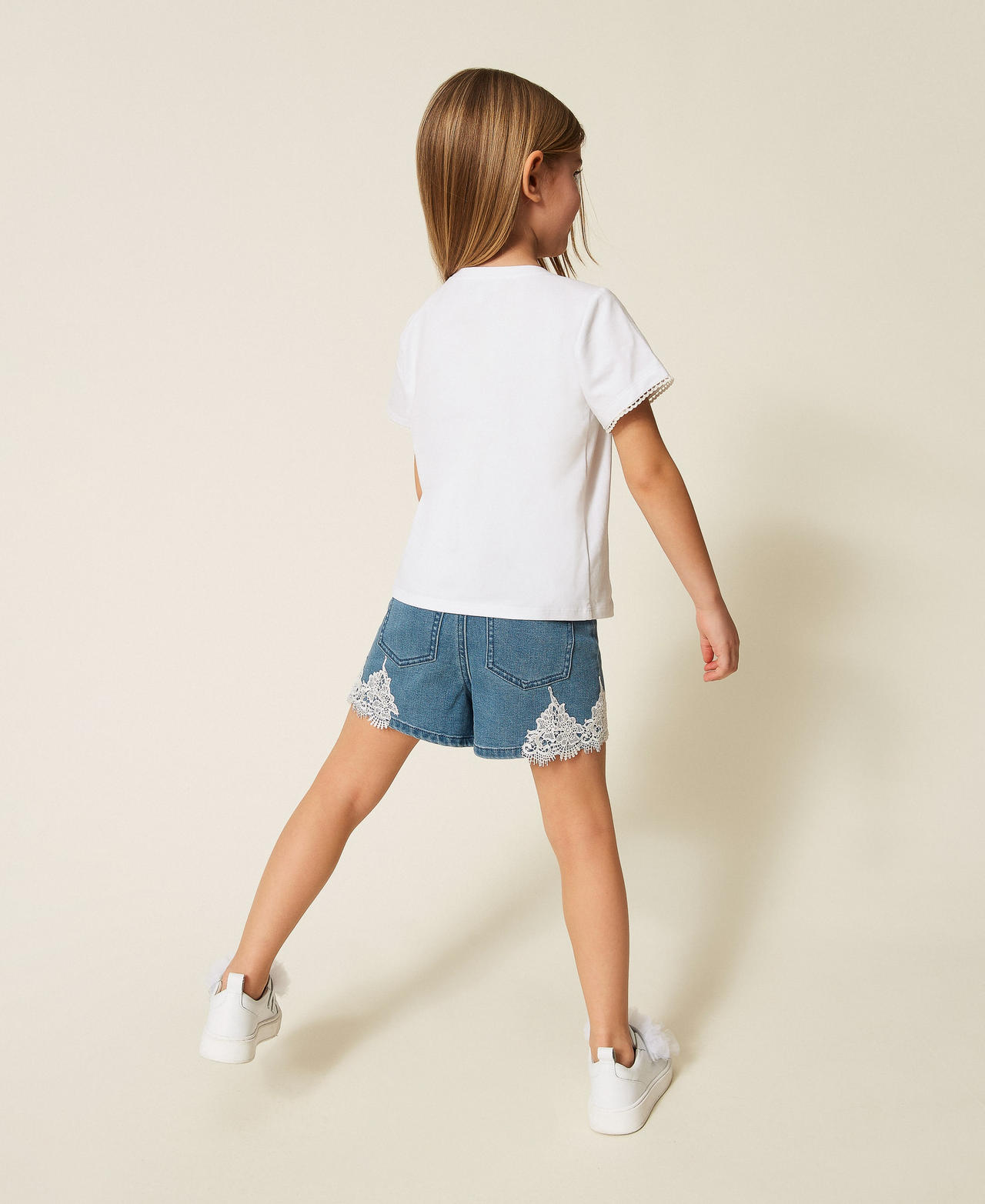 Baby-Jeansshorts mit Spitze Medium Blue Denim M&auml;dchen 261GB2032_03451_03
