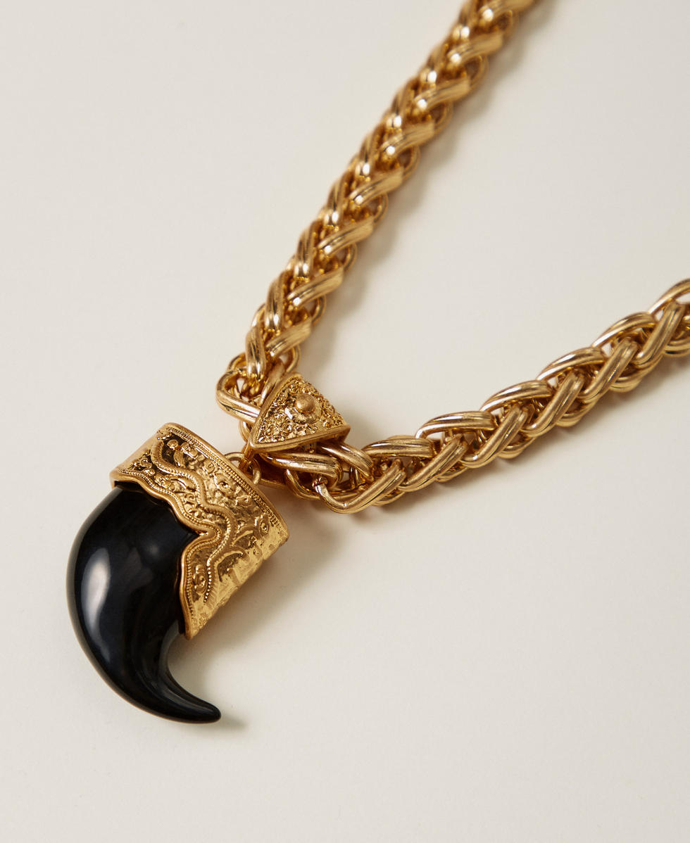 Collana in catena con corno Nero Donna 252TO5490_00006_02