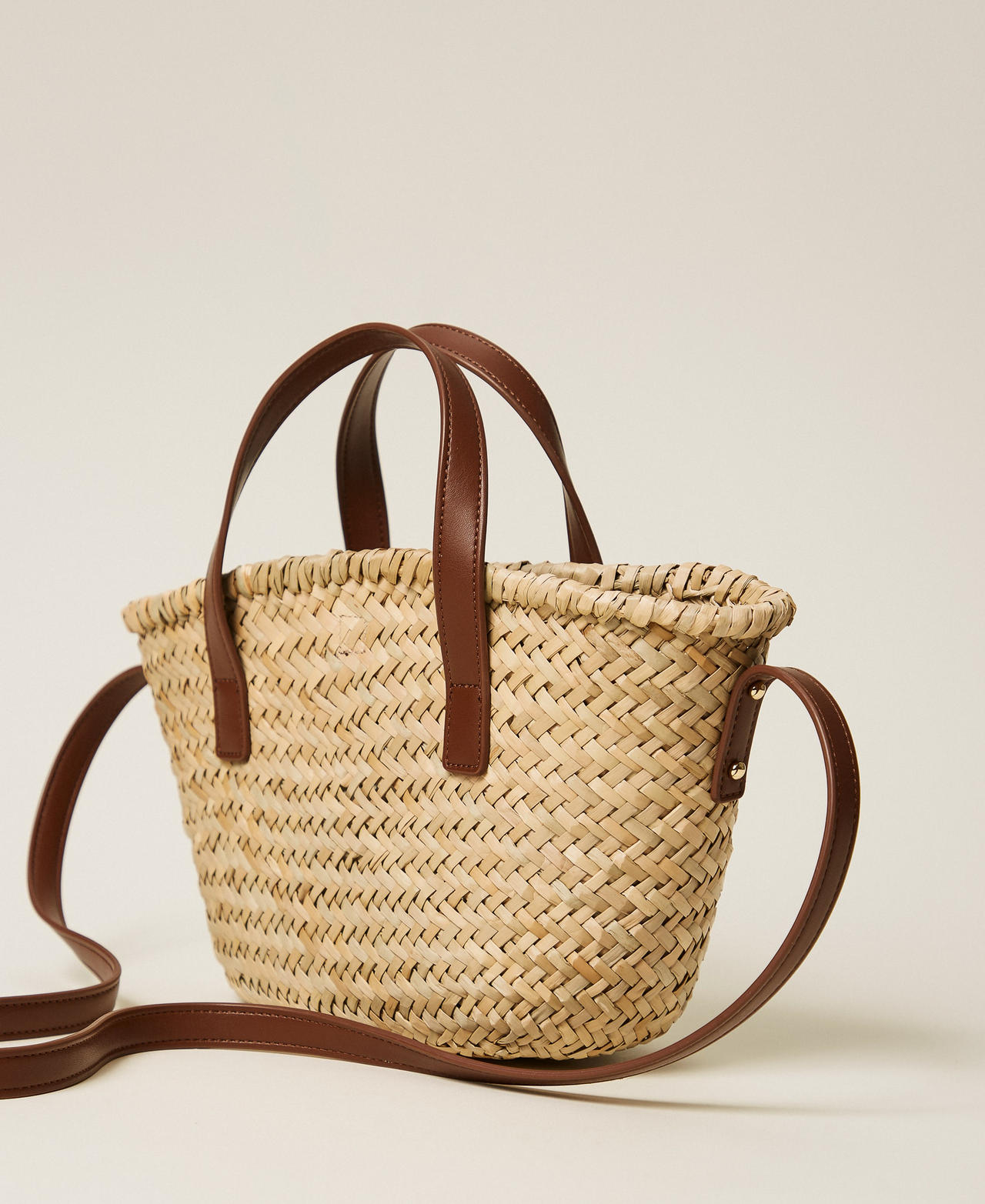 Straw shopper bag Two-tone "Straw" Beige / "Leather" Brown Girl 261GJ8014_11617_03