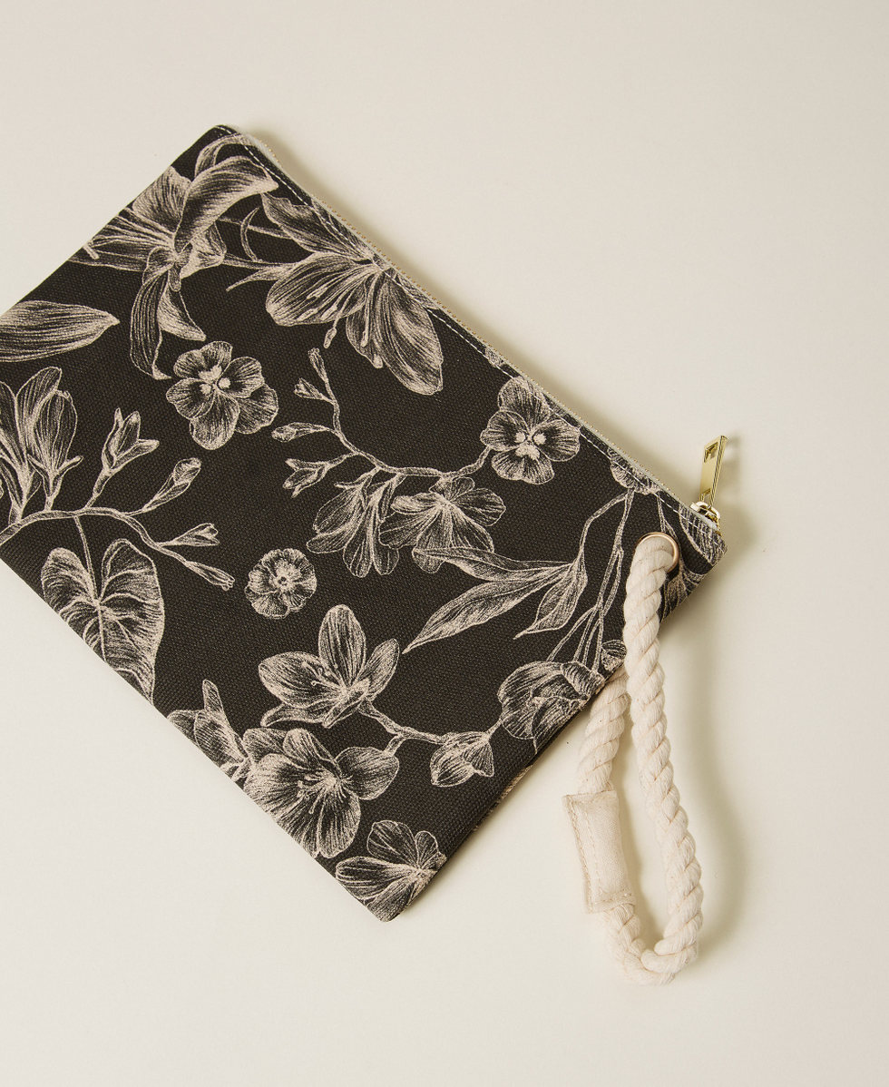 Pochette en toile Imprim&eacute; Toile de Jouy Noir/Blanc &laquo;&nbsp;Vanille&nbsp;&raquo; Femme 261LM8AJJ_13466_02