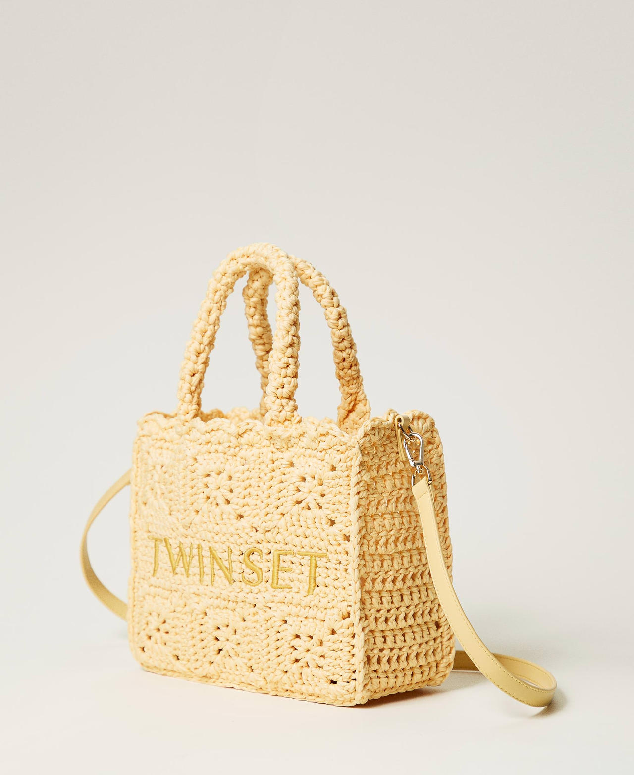 ‘Bohémienne’ crochet shopper bag Pale Yellow Woman 251TB7411_12144_02