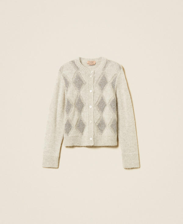 Jacquard diamond cardigan with sequins