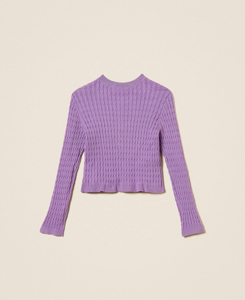 Fitted cable knit cardigan &ldquo;Hyacinth&rdquo; Purple Girl 262GJ3072_11296_S1