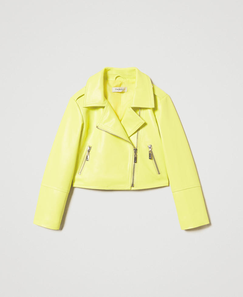 Faux leather biker jacket Yellow Plum Girl 251GJ2561_12124_S0