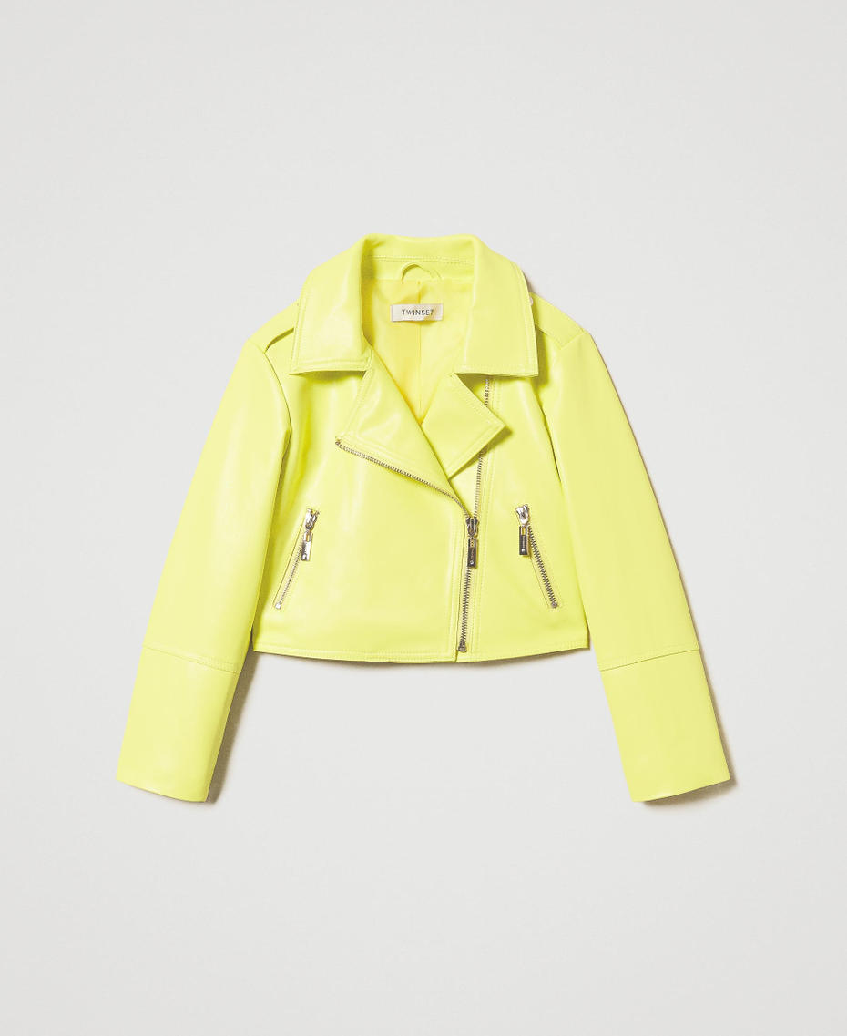 Faux leather biker jacket Yellow Plum Girl 251GJ2561_12124_S0
