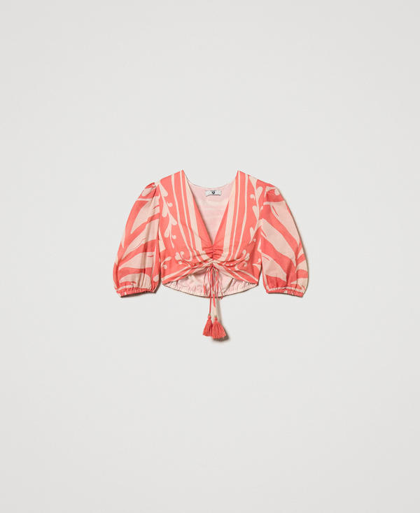 Top cropped in mussola stampata